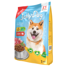 Полнорационный сухой корм для взрослых собак Jolly Dog, Говядина, 3 кг